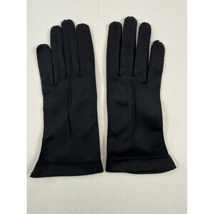 Vintage 1950s–60s Black Nylon Driving Gloves | Women’s Size 7 | Downelle